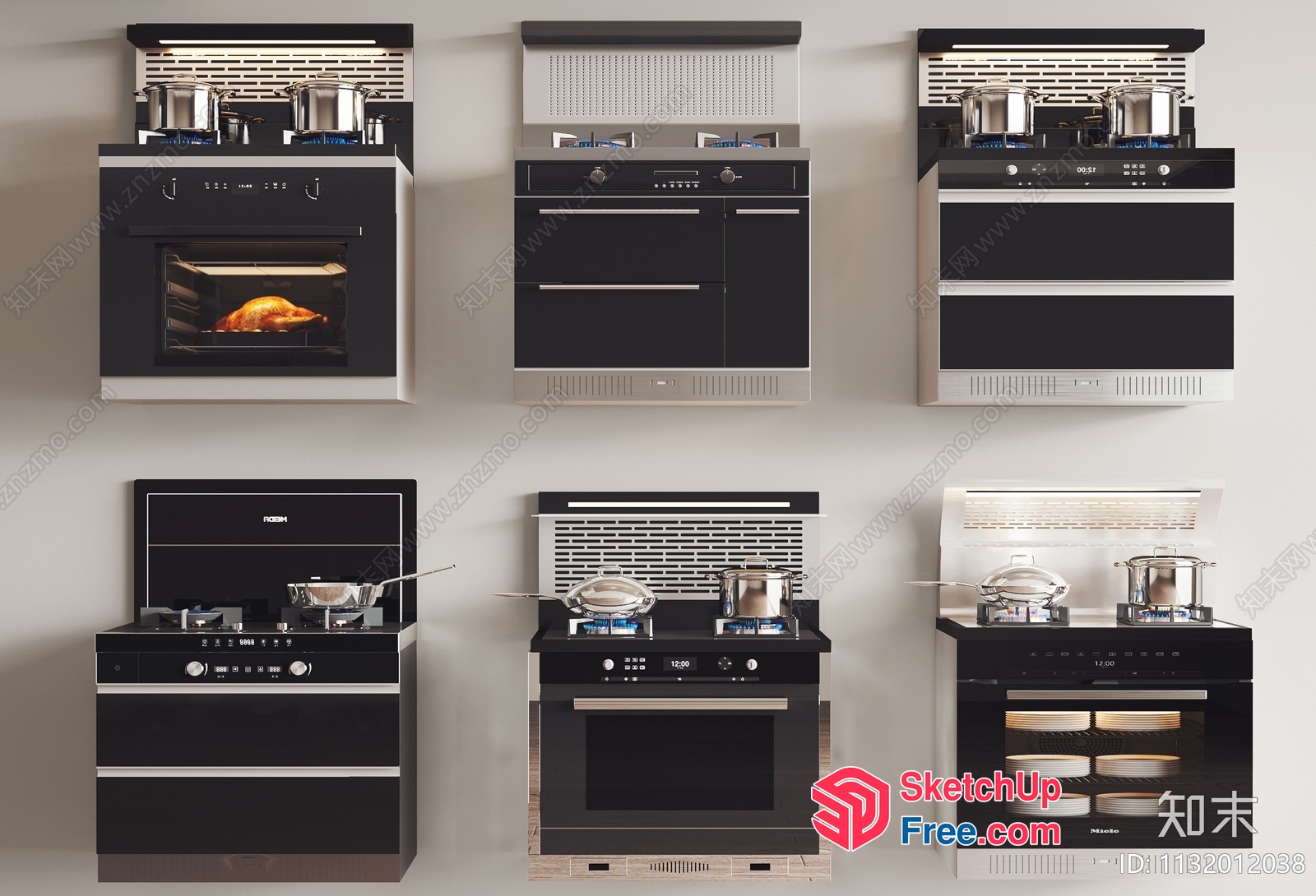 Modern Kitchen Appliances With Various Cooking Stations 3D SketchUp File