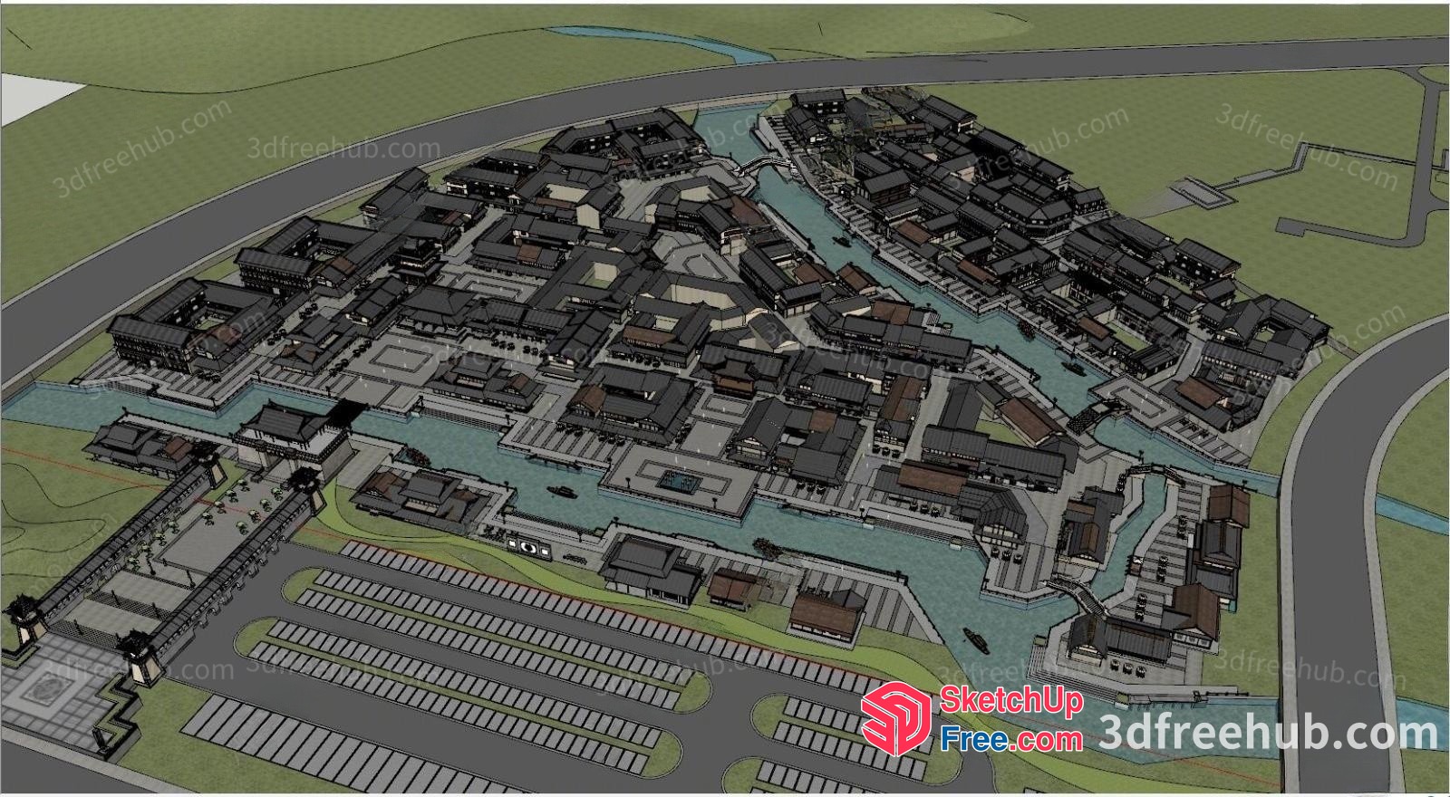 3D Model Of A Large Commercial And Industrial Area 3D SketchUp File