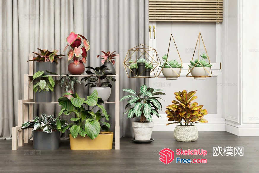Interior Design Featuring Potted Plants 3D SketchUp File