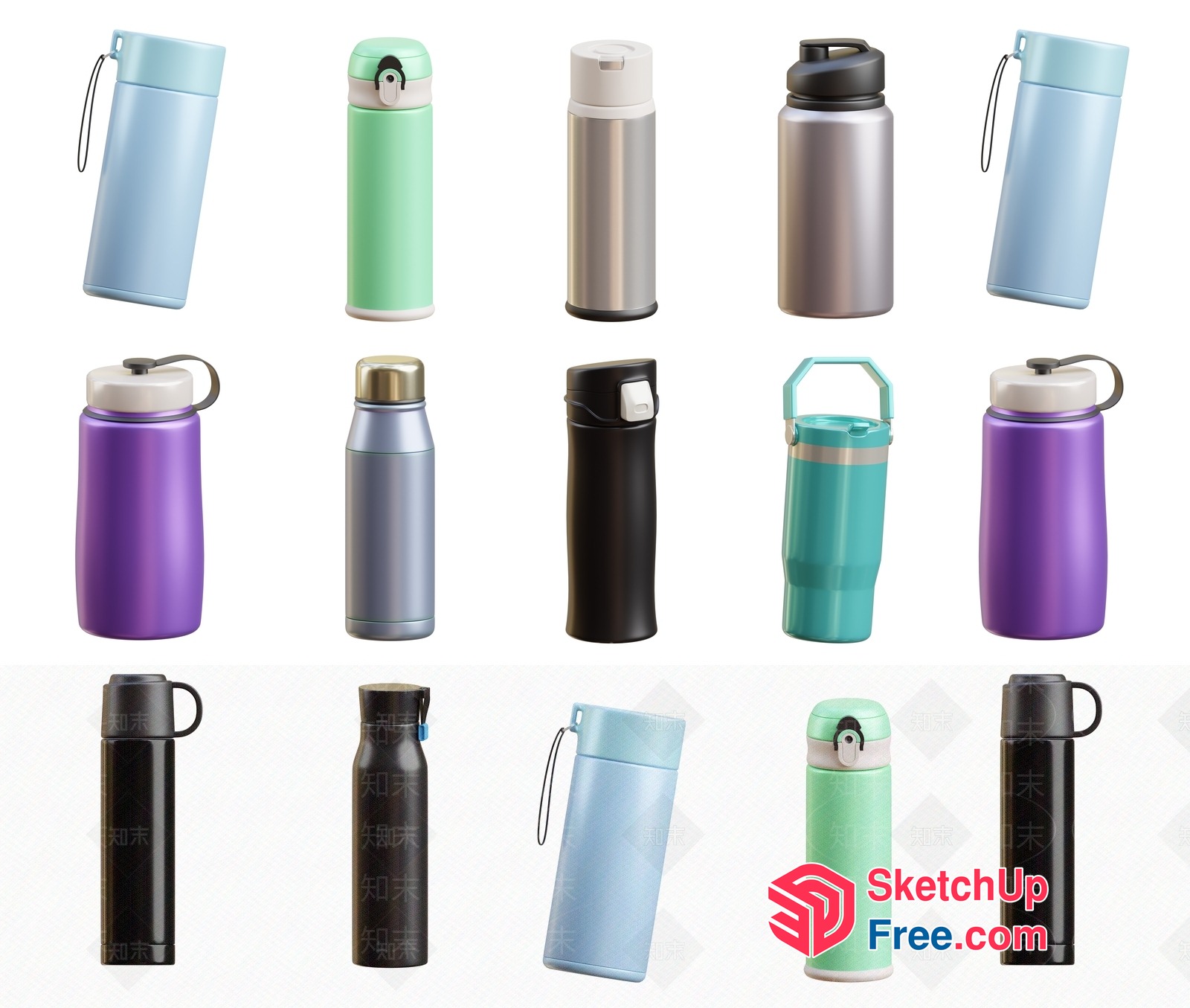 Assorted Water Bottles 3D SketchUp File