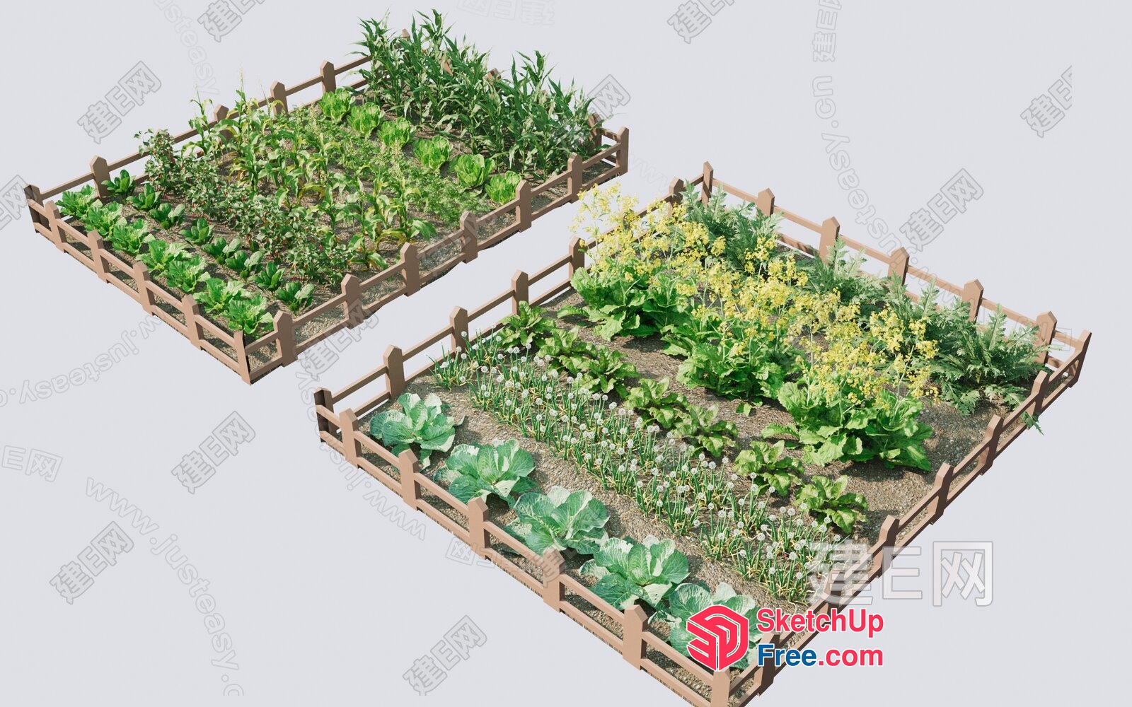 3D Garden With Various Plants And Flowers 3D SketchUp File
