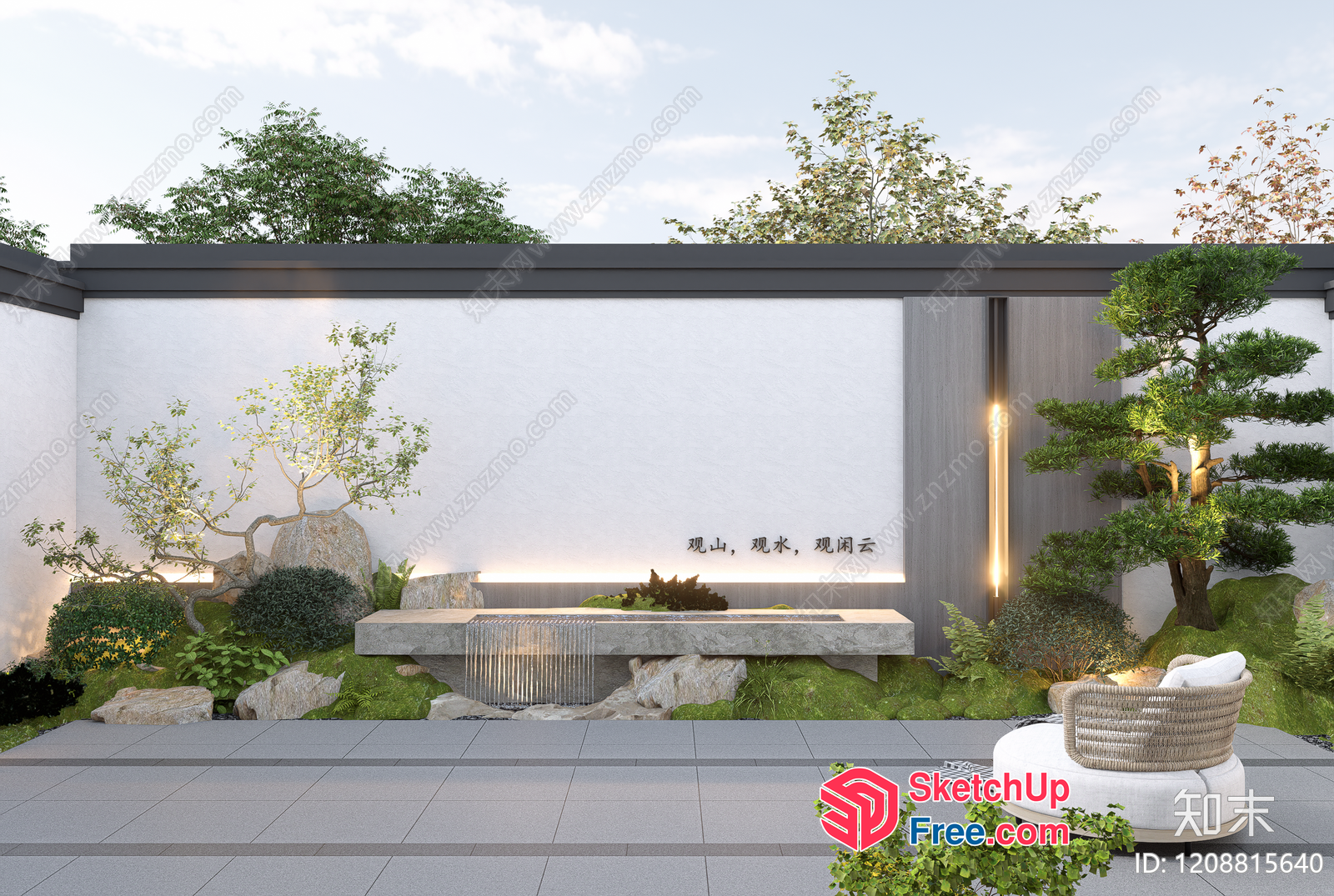 Serene Japanese-Inspired Outdoor Oasis 3D SketchUp File