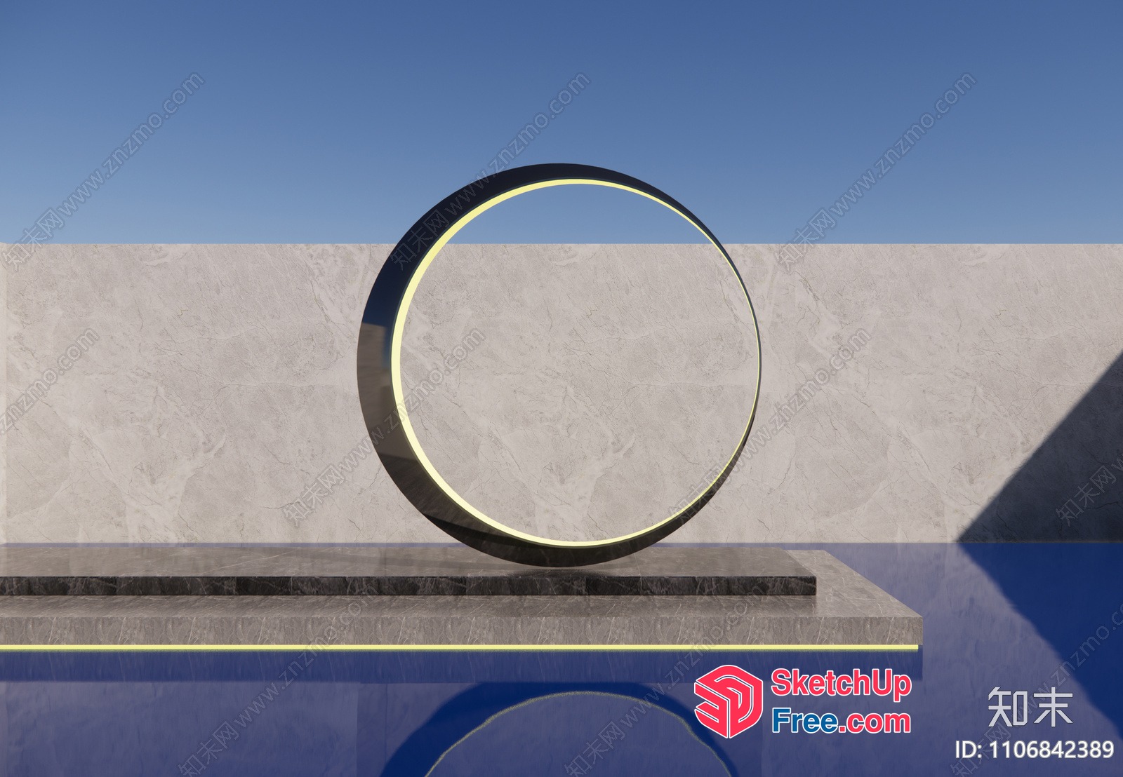 Modern Black And Gold Circular Sculpture 3D SketchUp File