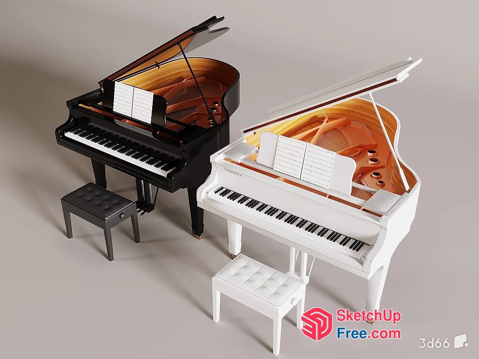 Grand Pianos And Stools 3D SketchUp File