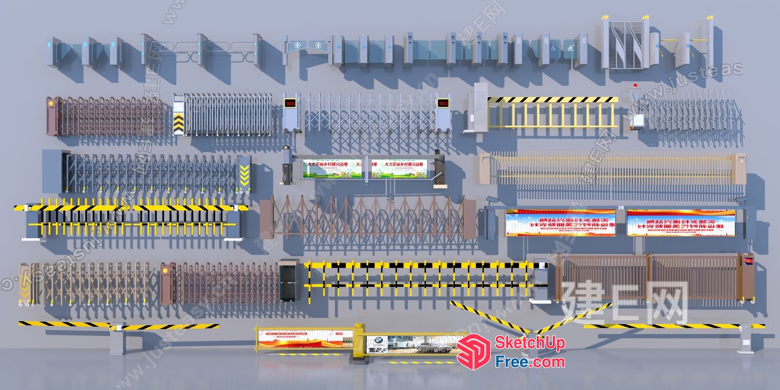 Various Security Barriers 3D SketchUp File