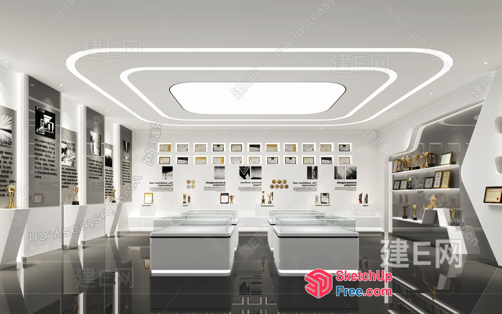 Elegant Modern Museum Gallery Interior Design 3D SketchUp File