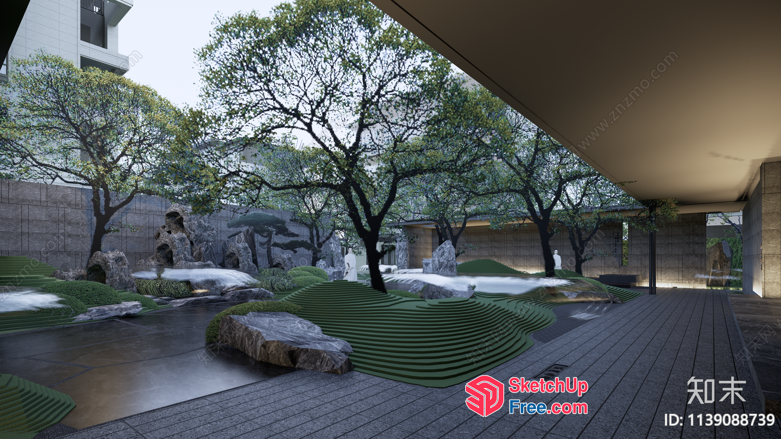 Serene Japanese-Inspired Courtyard 3D SketchUp File