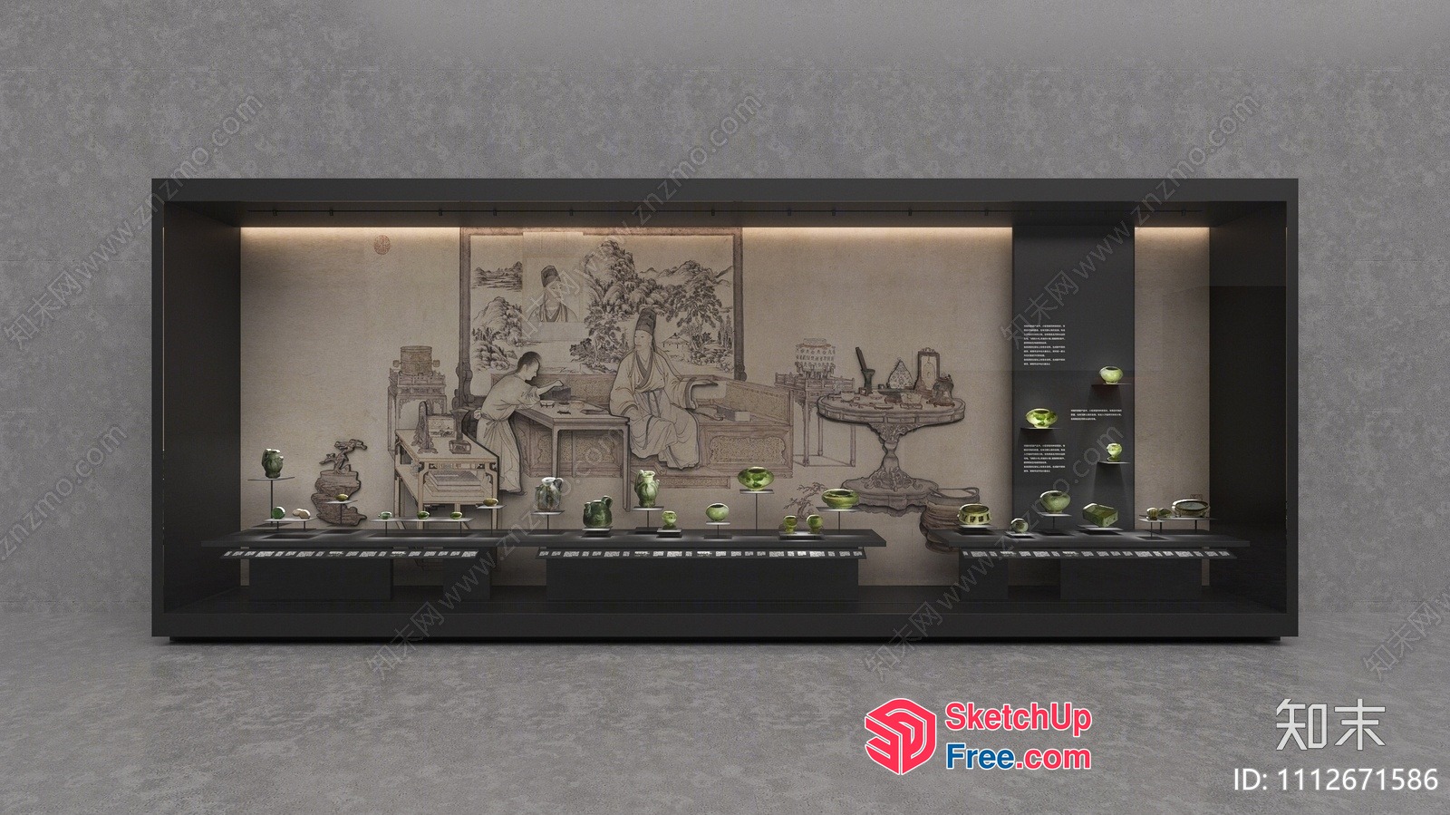 Glass Display Case With Artistic Painting 3D SketchUp File