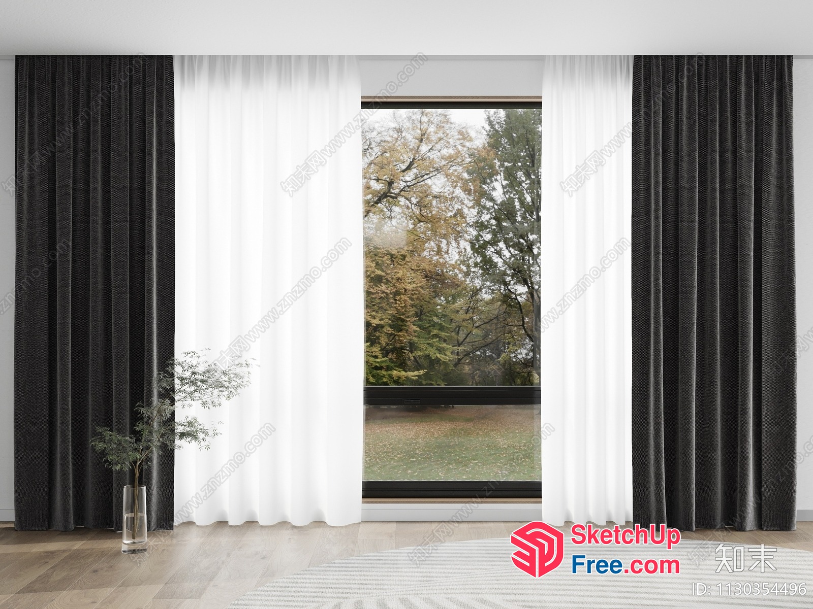 Modern Window And Curtain Interior 3D SketchUp File