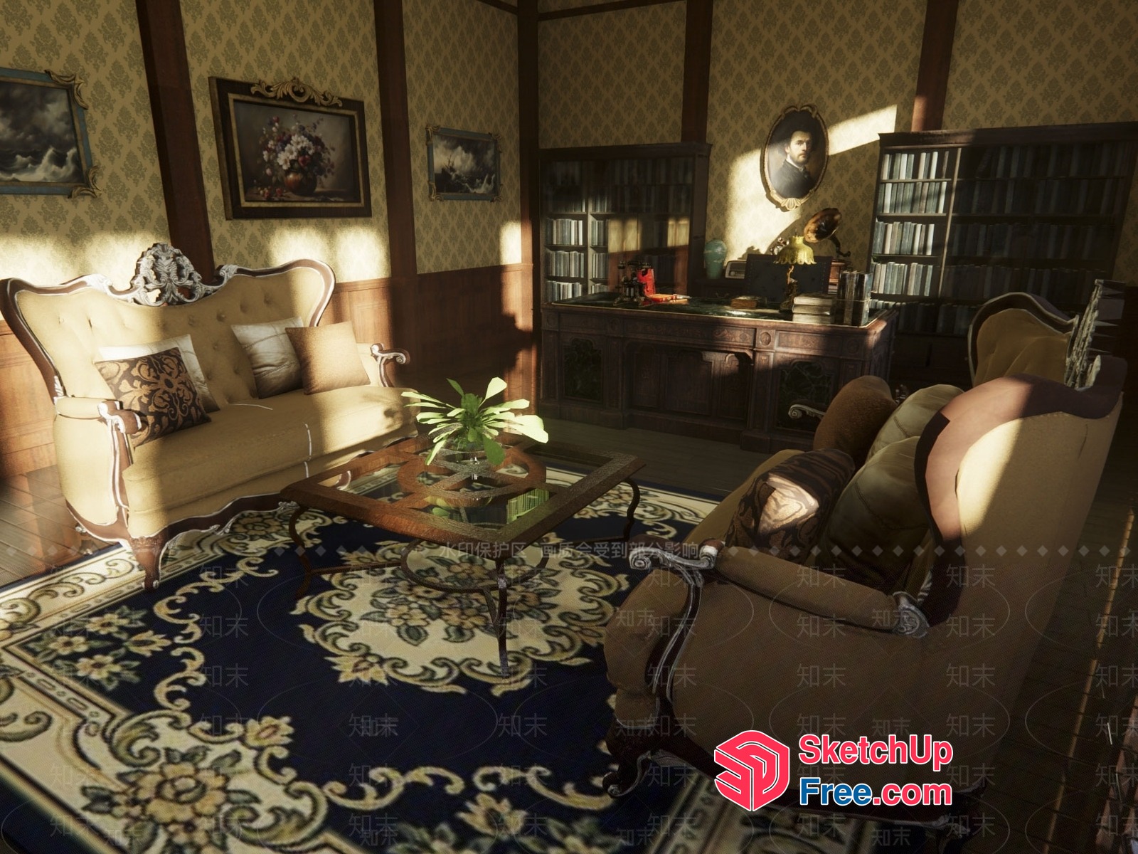 Elegant Classic Living Room Interior 3D SketchUp File