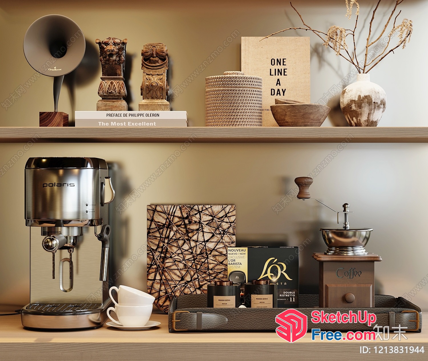 Coffee Corner With Elegant Decor And Functional Appliances 3D SketchUp File
