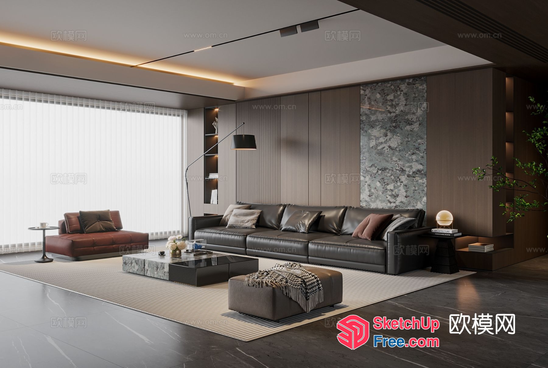 Modern Minimalist Living Room With Sleek Furniture 3D SketchUp File