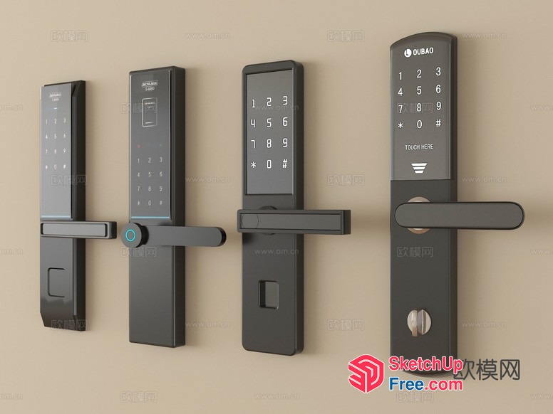 Modern Smart Locks With Digital Keypads And Touchscreens 3D SketchUp File