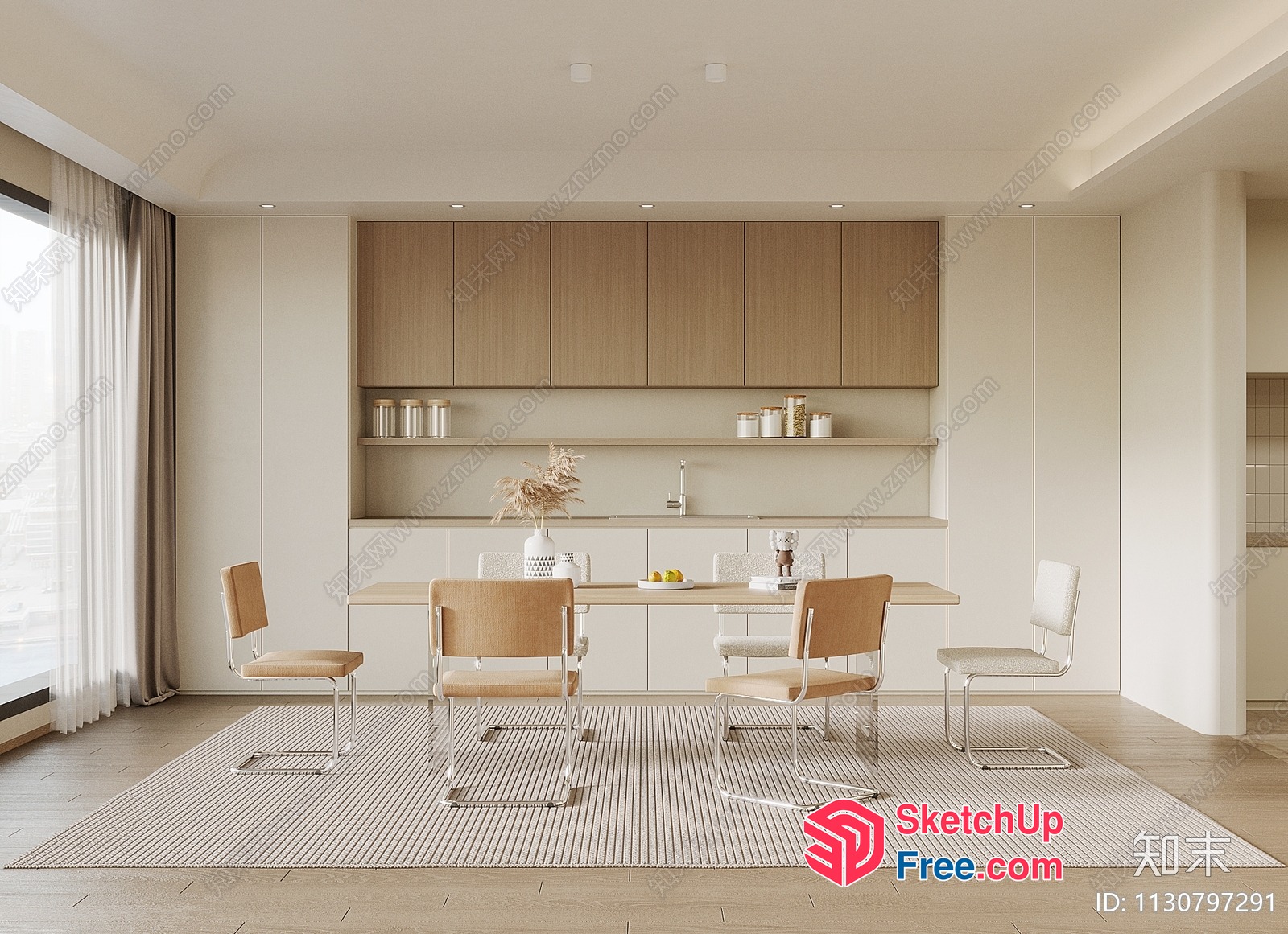 Minimalist Japanese-Style Dining Room 3D SketchUp File