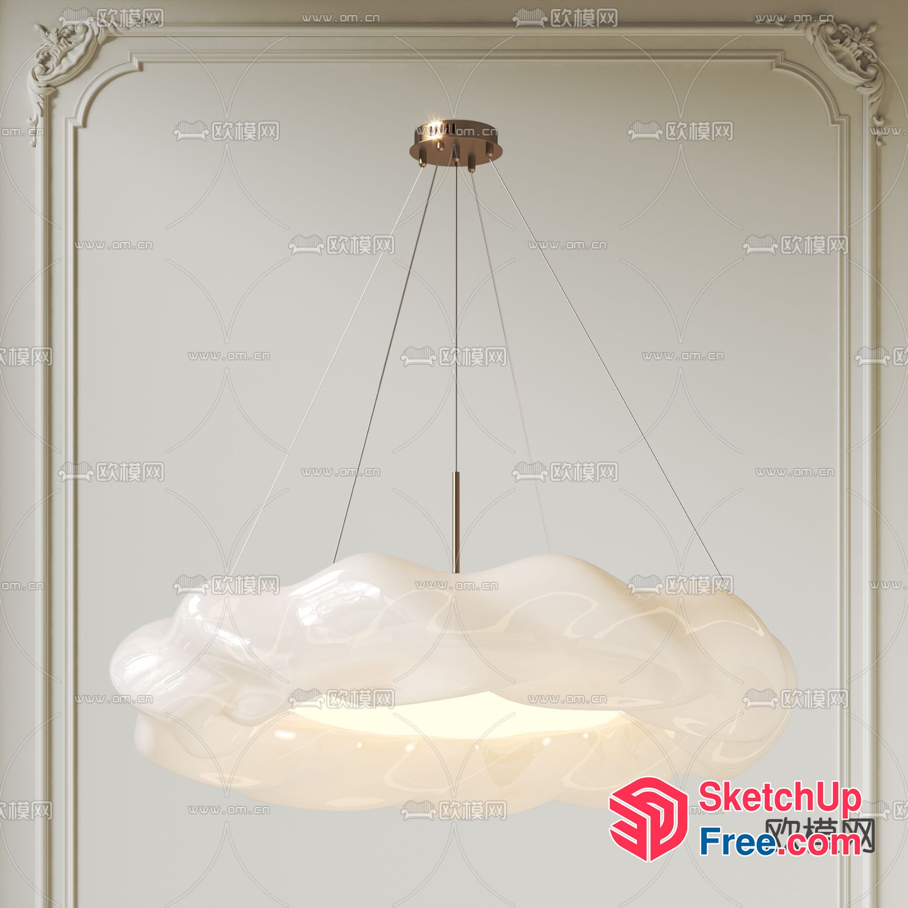 Cloud-Shaped Lighting Fixture Illuminating The Room 3D SketchUp File