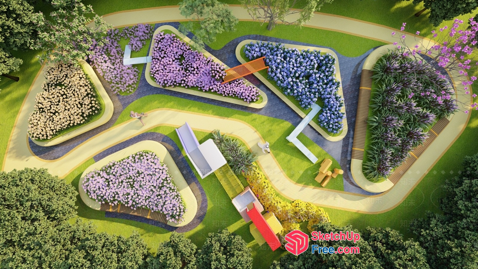 Serene Modern Park Landscape 3D SketchUp File