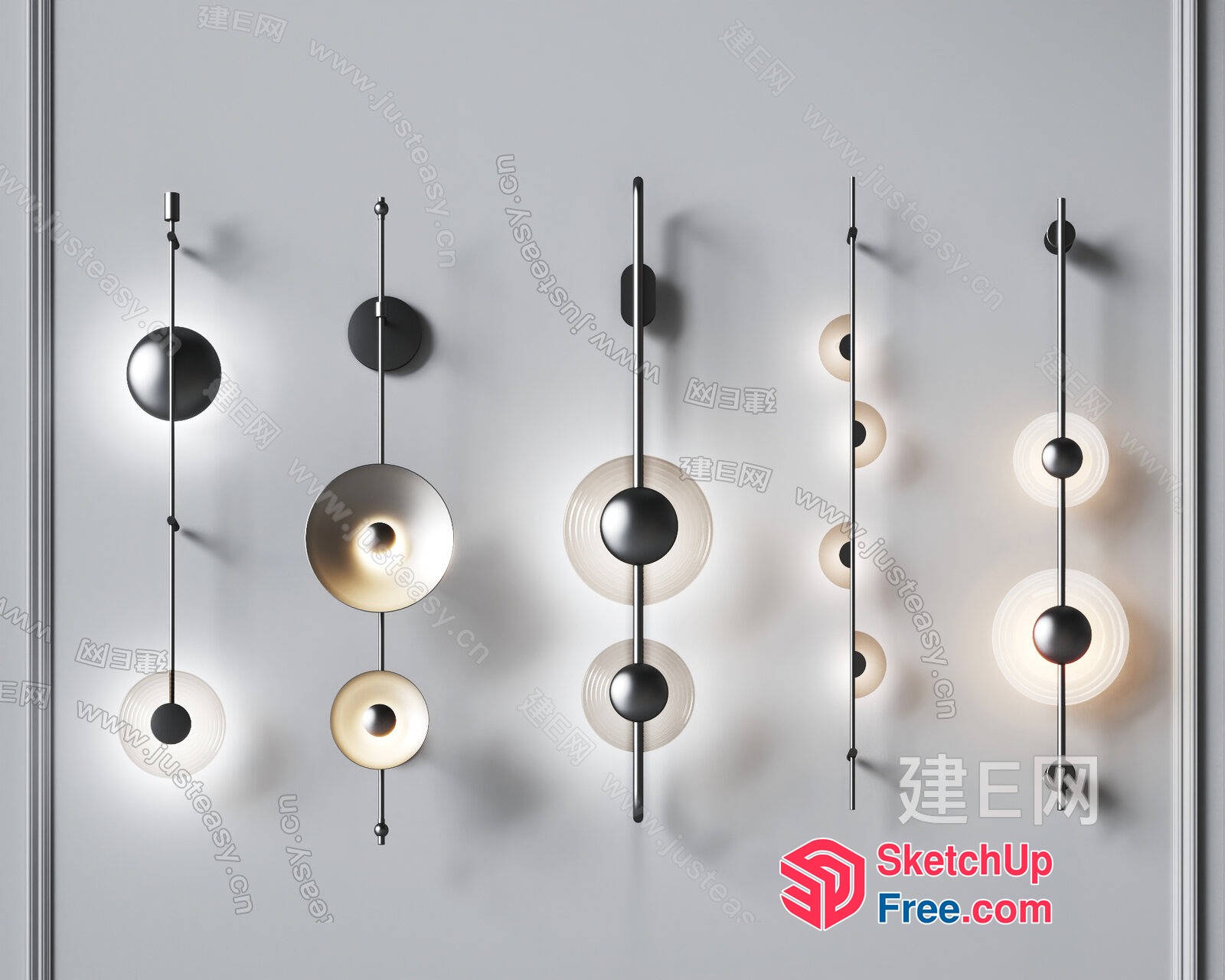 Modern Hanging Light Fixtures Collection 3D SketchUp File