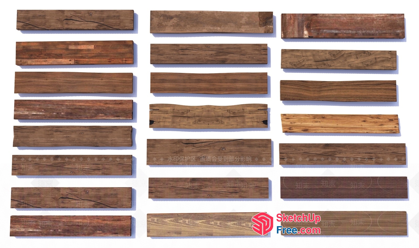 Wooden Planks With Unique Textures 3D SketchUp File