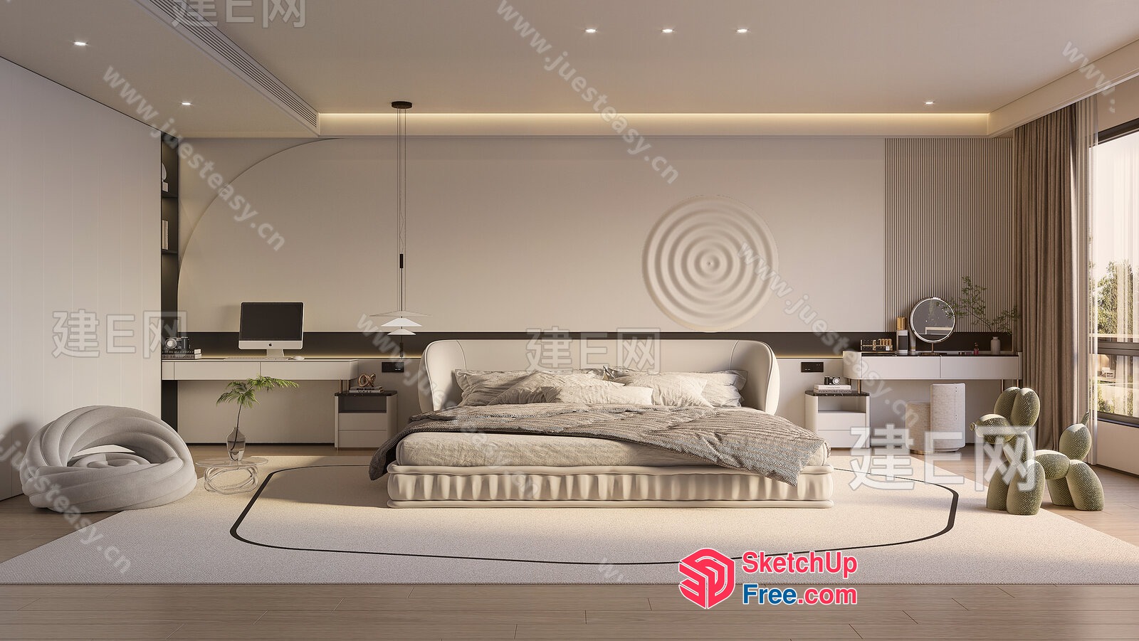 Elegant And Modern Bedroom Interior 3D SketchUp File