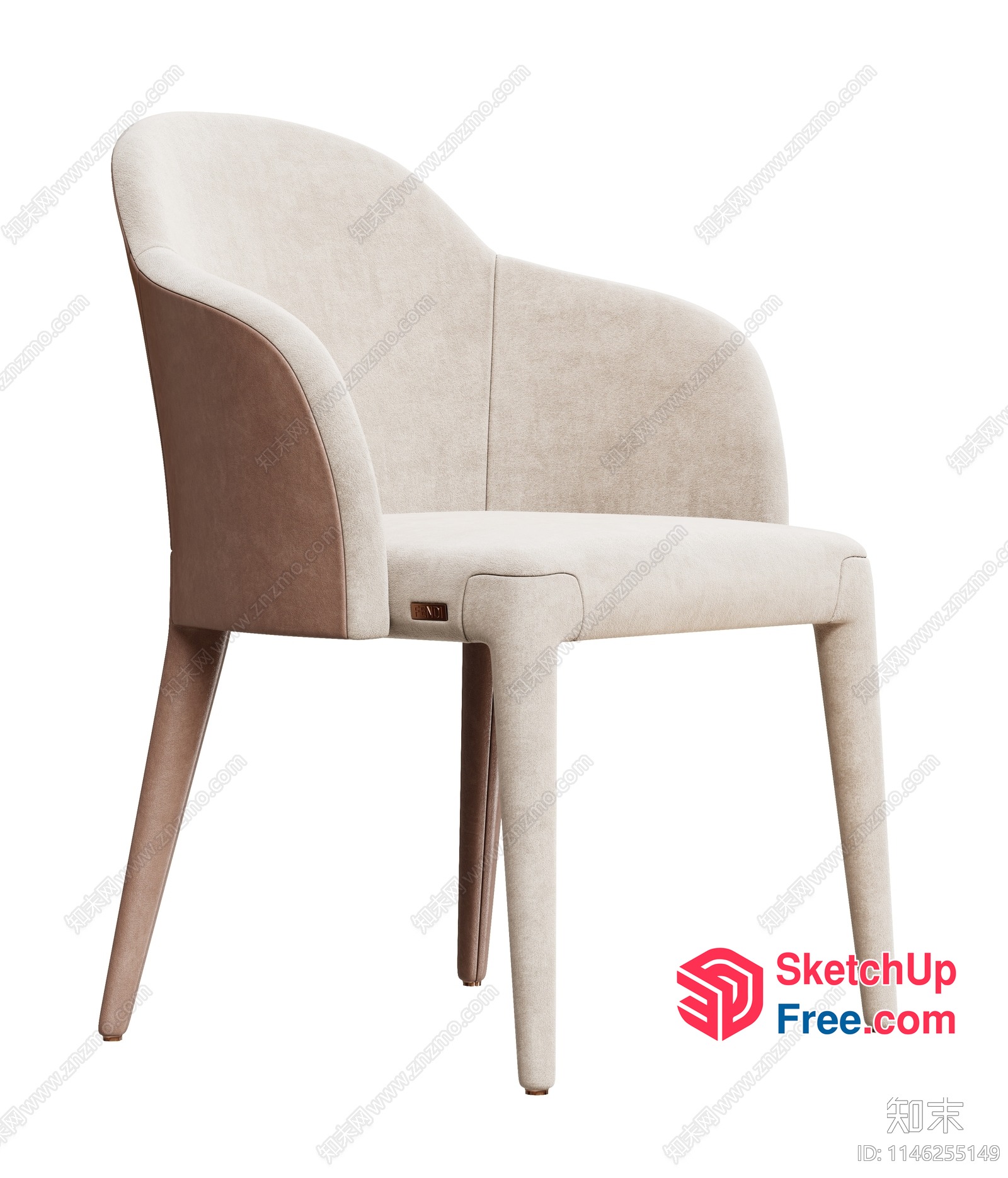 Modern Creamy Style Upholstered Chair 3D SketchUp File
