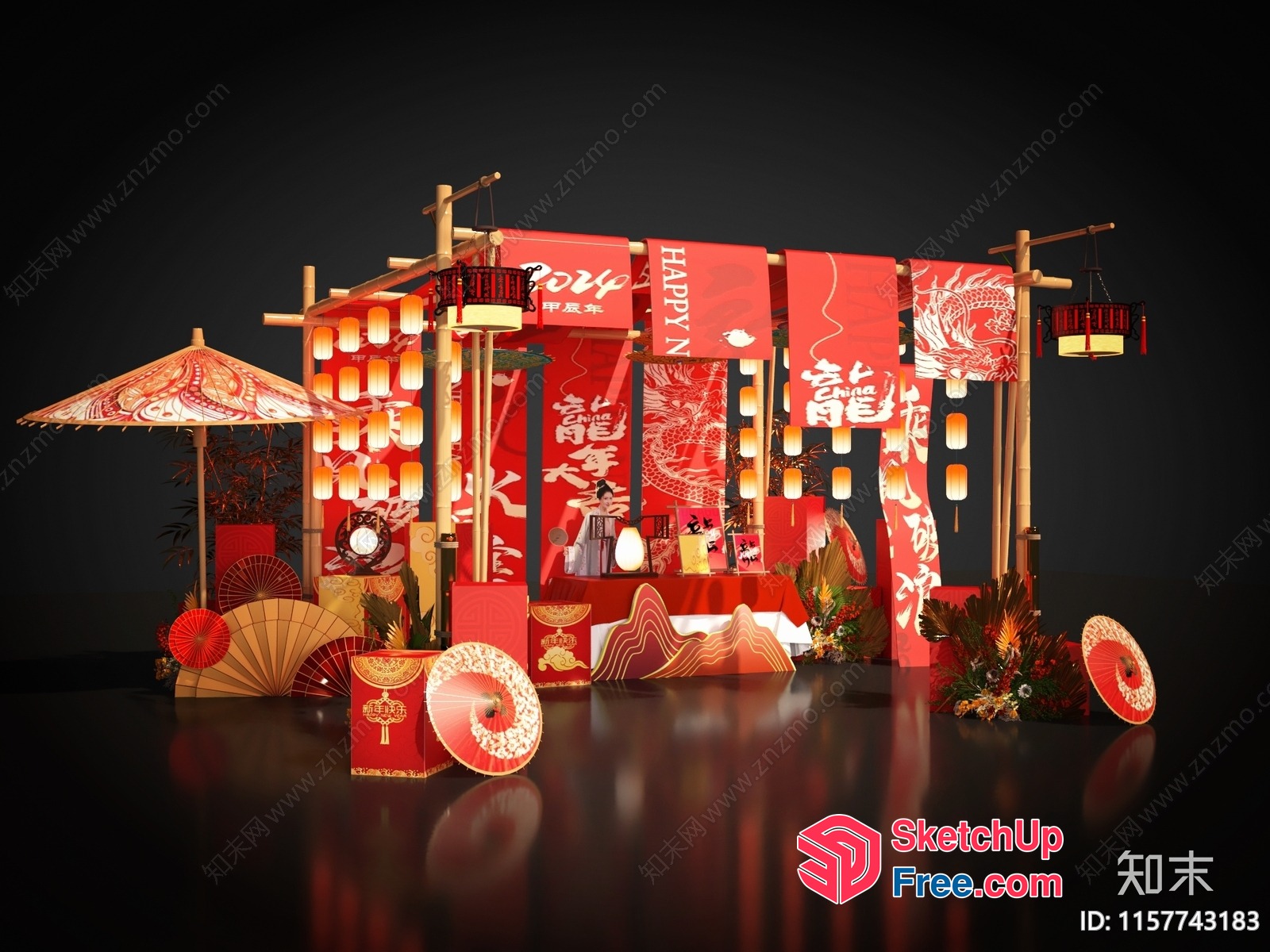 Traditional Asian Architecture Scene 3D SketchUp File