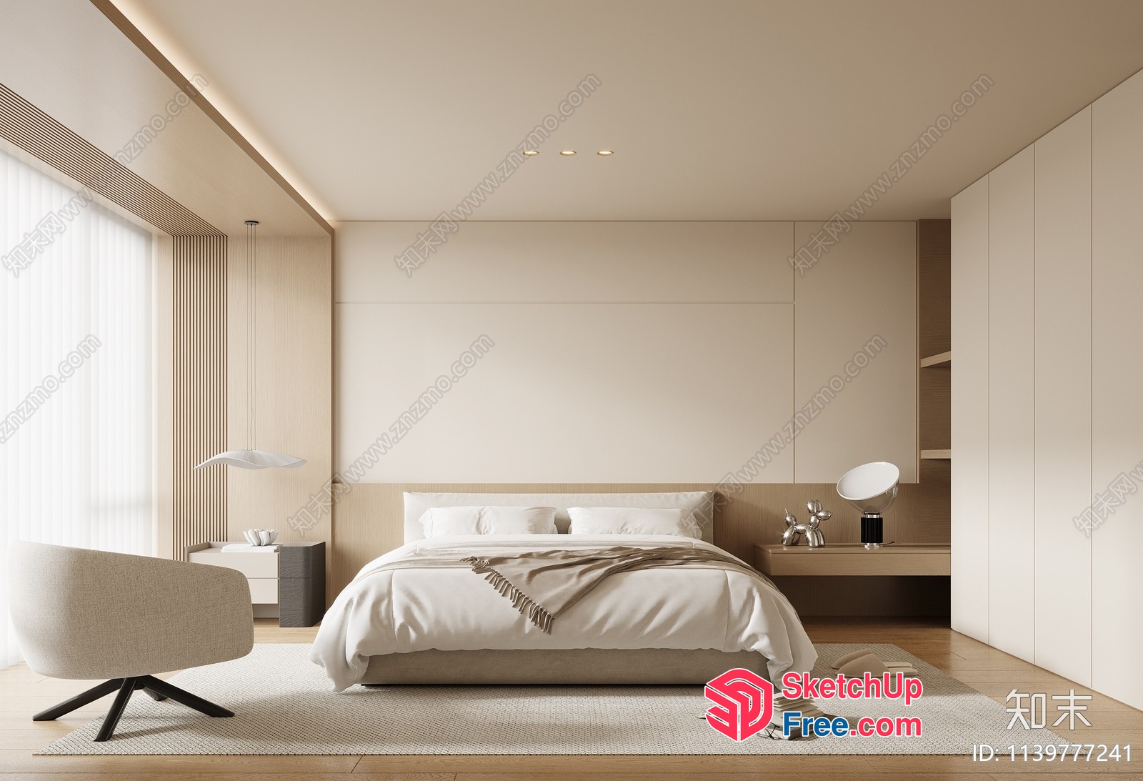 Elegant Minimalist Bedroom Interior 3D SketchUp File