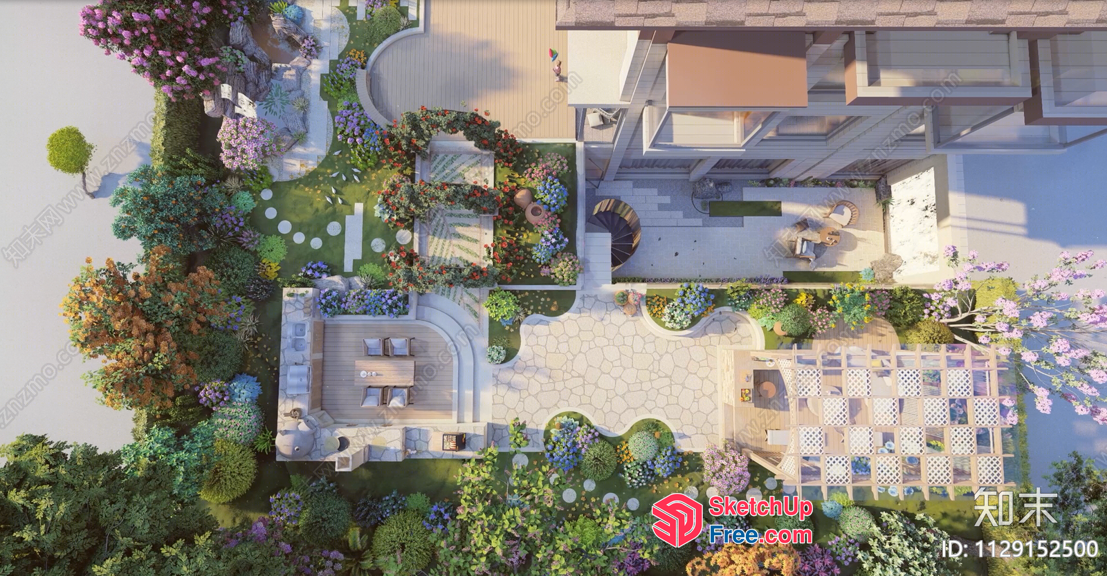 Luxurious Modern Villa With Elegant Garden 3D SketchUp File