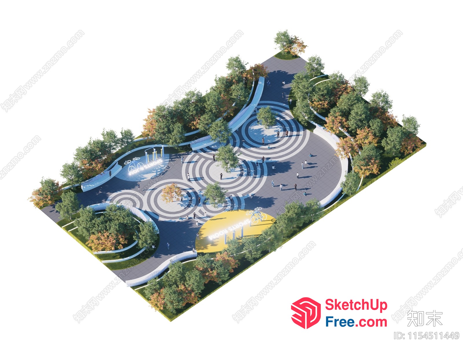 Outdoor Park With Unique Design Elements 3D SketchUp File