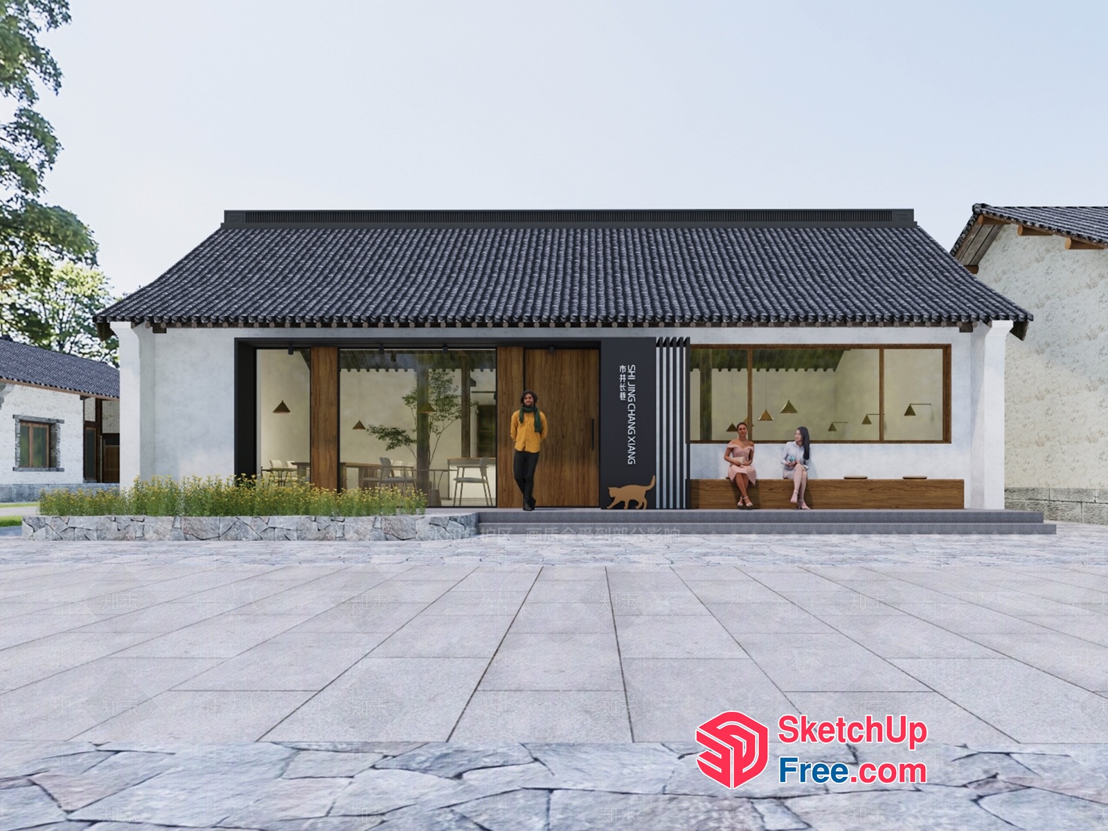 Asian Style Building Facade 3D SketchUp File