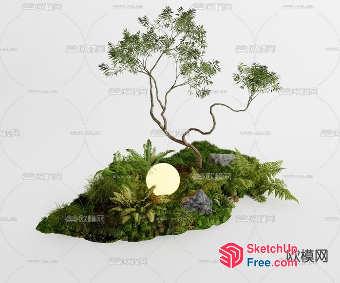 Serene Japanese Garden Scene With Lush Greenery 3D SketchUp File