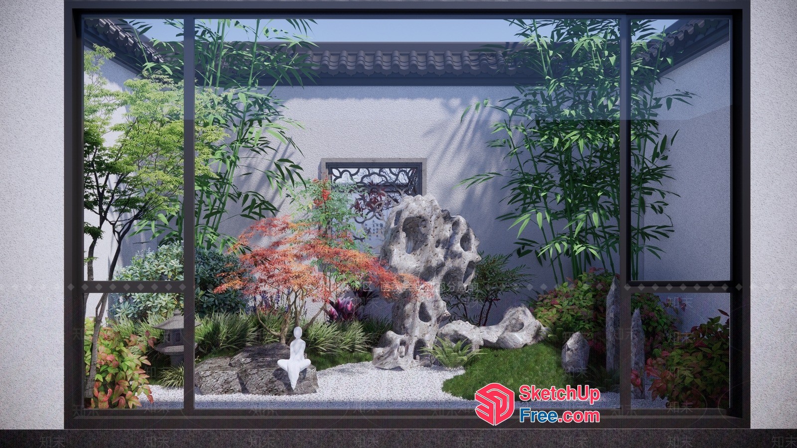 Serene Zen Garden With Natural Elements 3D SketchUp File