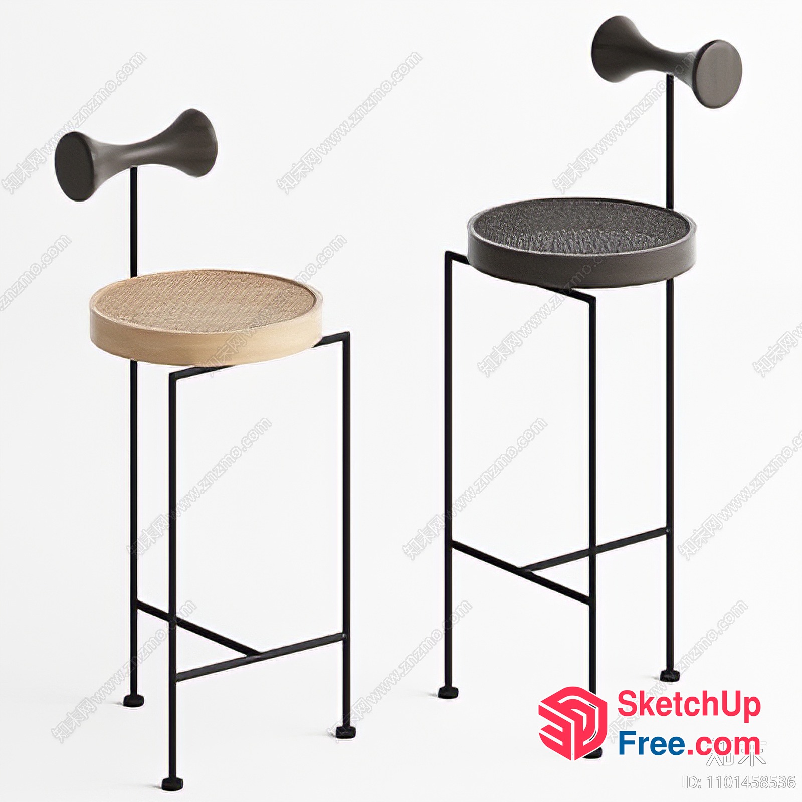 Modern Minimalist Stools With Metal Legs 3D SketchUp File