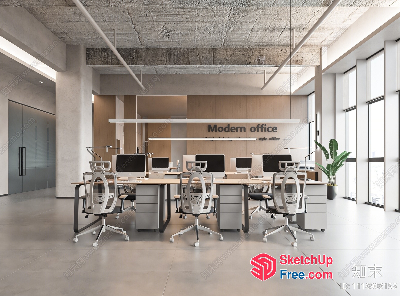 Modern Office Space With Minimalist Furniture And Natural Light 3D SketchUp File