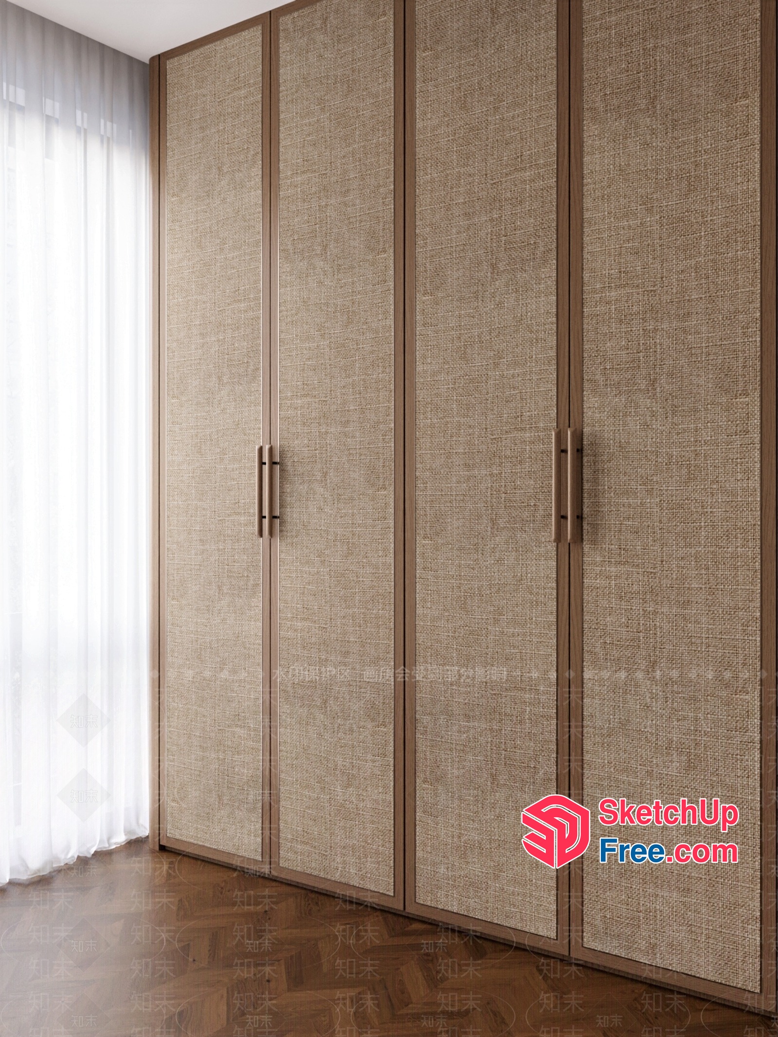 Tall Wooden Doors With Metal Handles 3D SketchUp File