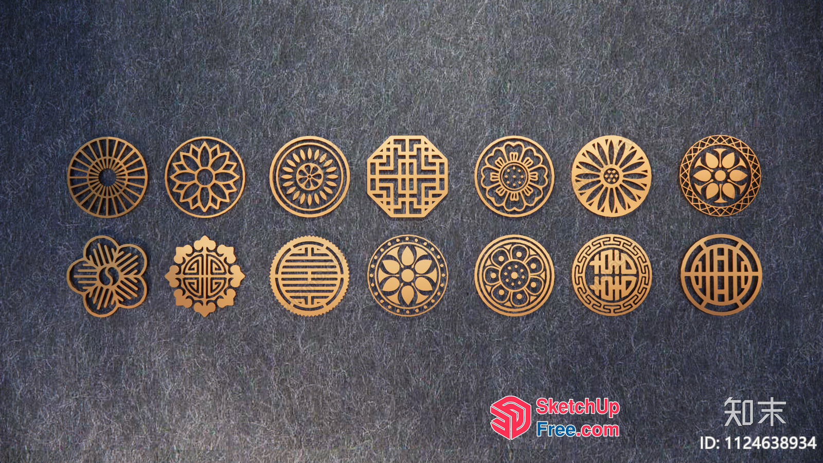 Asian-Inspired Geometric Patterns 3D SketchUp File