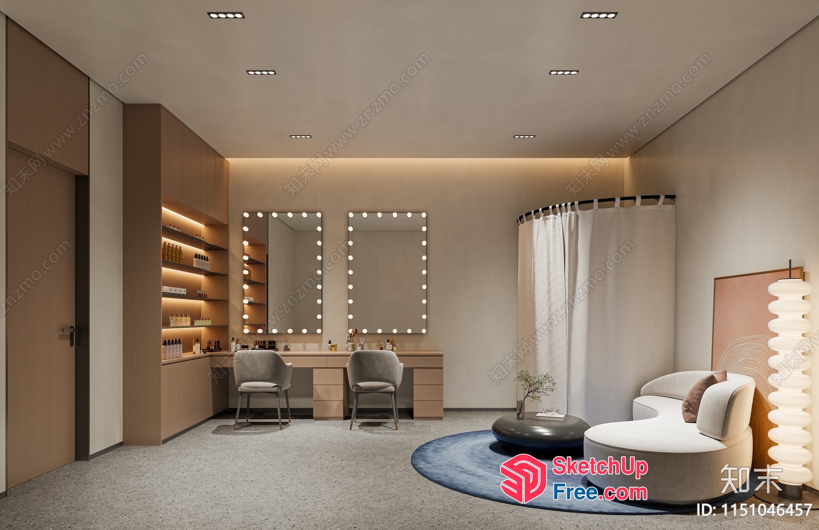 Modern Spa Room With Vanity Area 3D SketchUp File