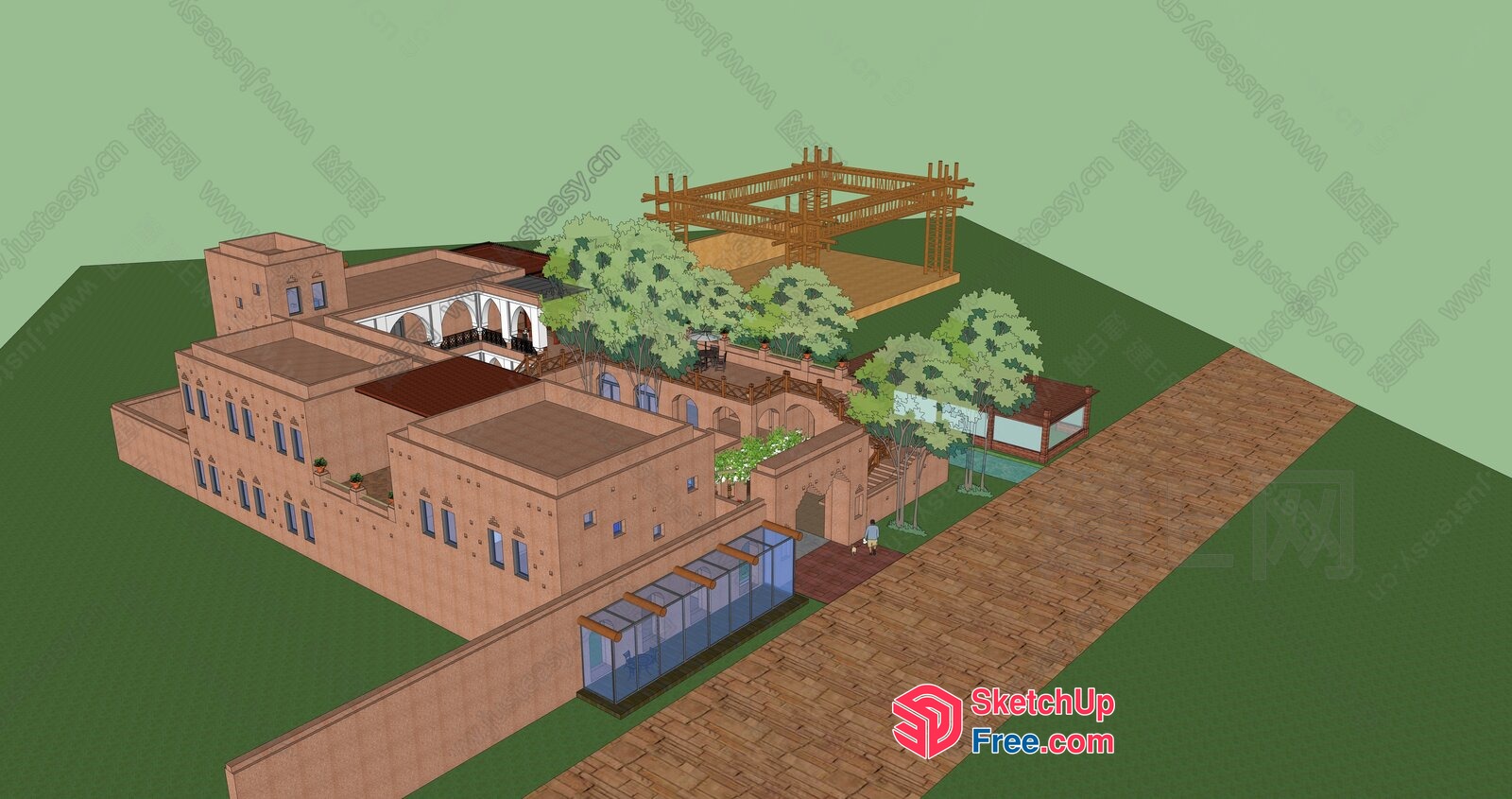 Exterior Villa With Classic Mediterranean Style 3D SketchUp File