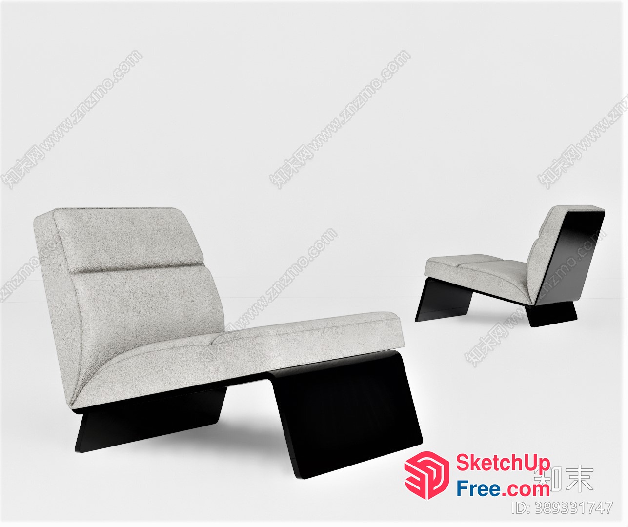 Modern Lounge Chair And Footstool Set 3D SketchUp File
