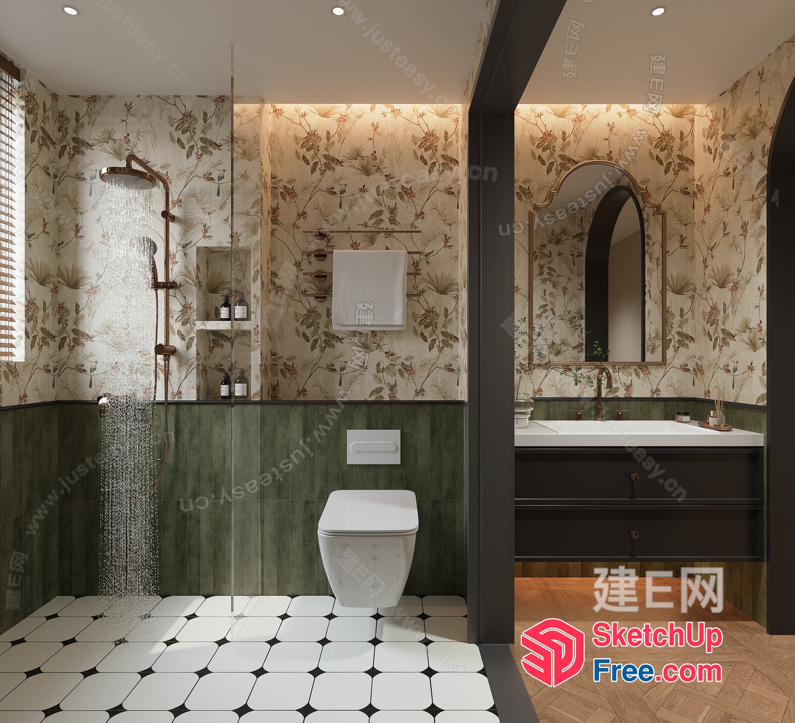 Elegant And Sophisticated Modern Bathroom Interior 3D SketchUp File