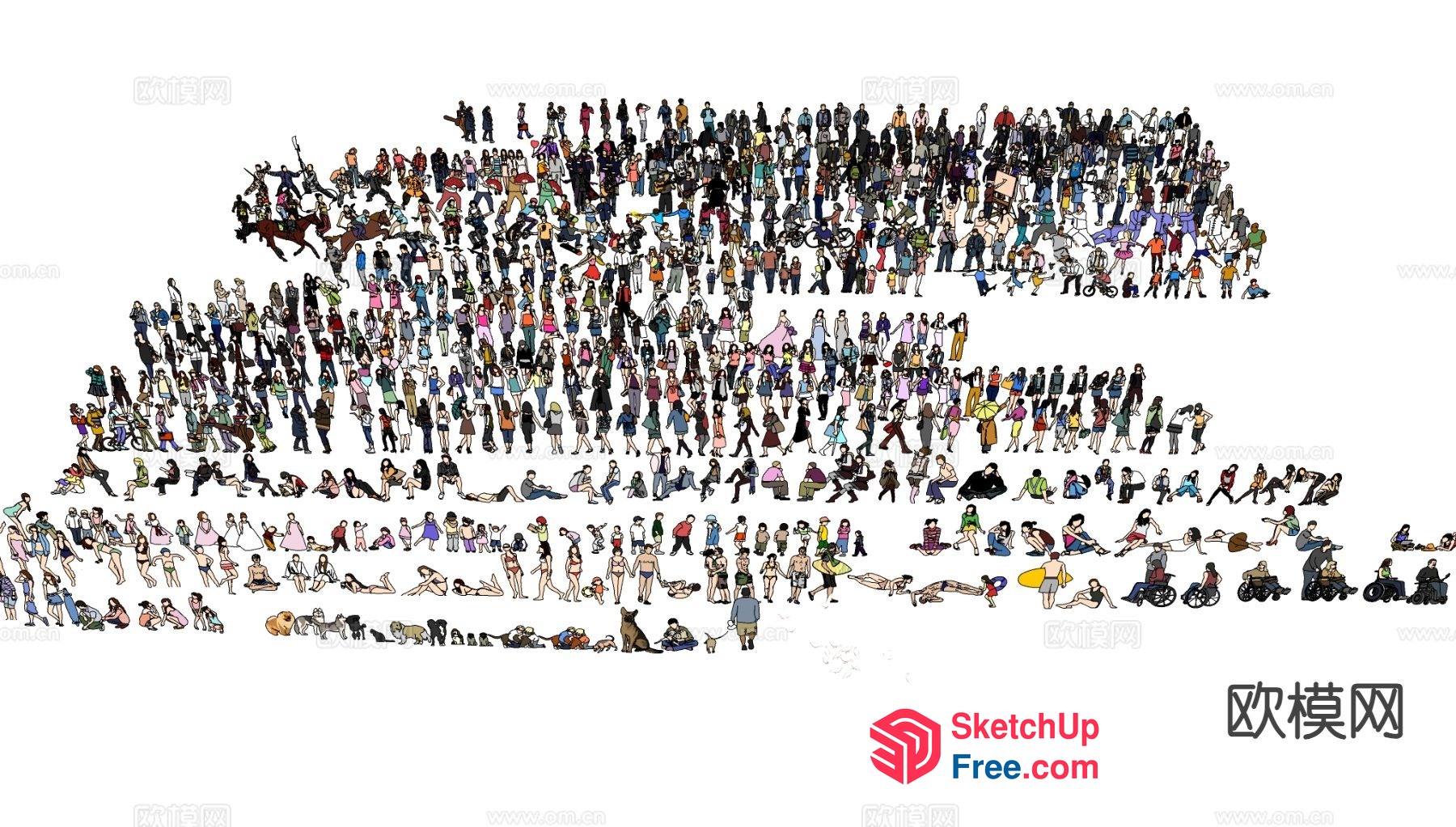A Large Crowd Of People From Various Backgrounds And Occupations 3D SketchUp File