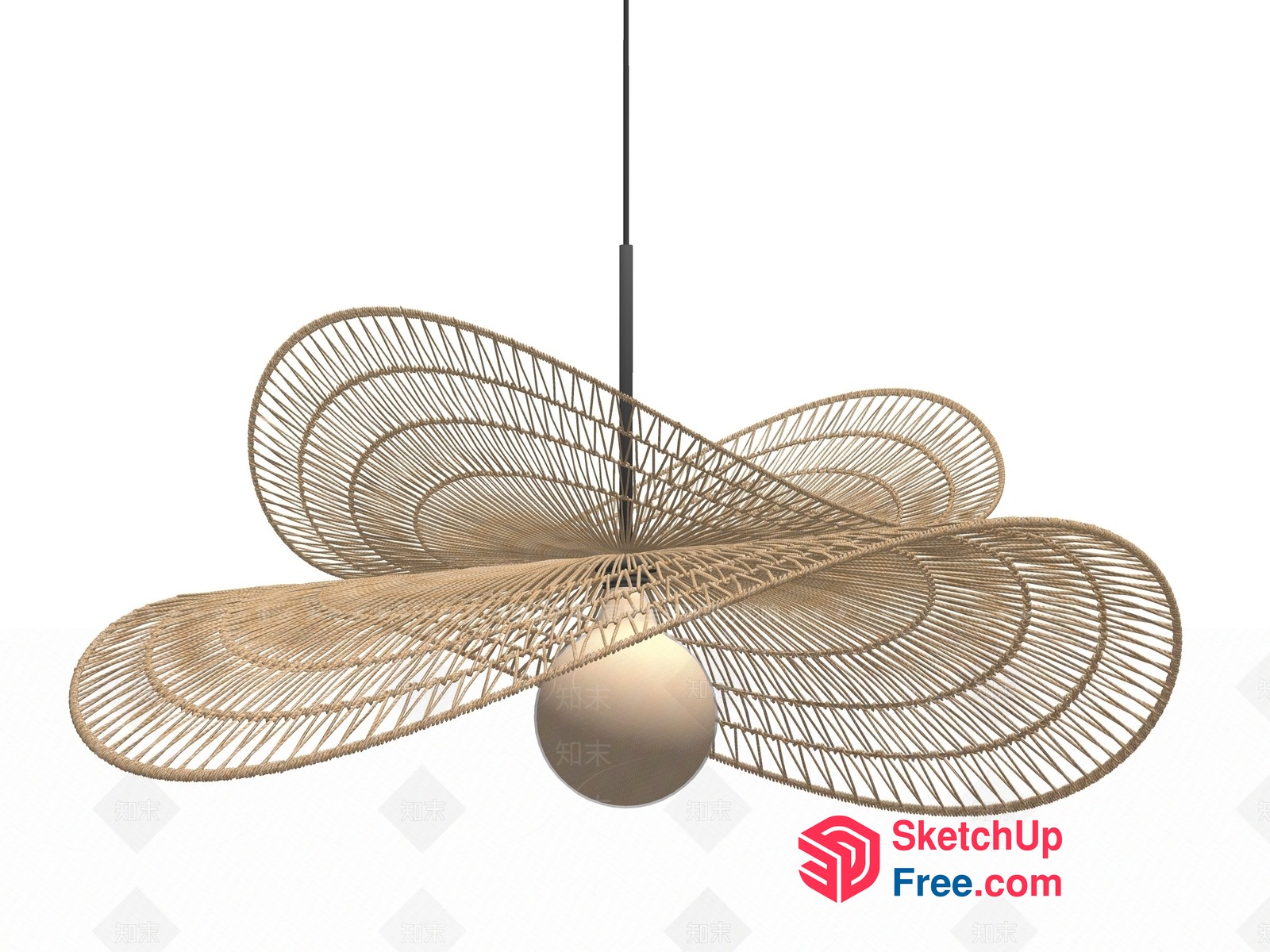 Elegant Rattan Ceiling Light Fixture 3D SketchUp File