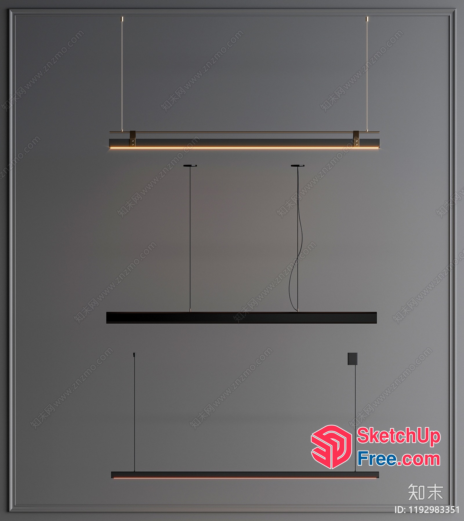 Modern Hanging Light Fixture With Sleek Rectangular Design 3D SketchUp File