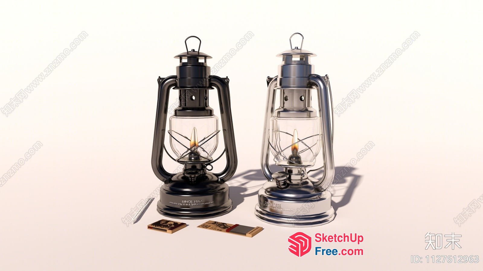 Two Vintage Lanterns In A Light Brown Setting 3D SketchUp File