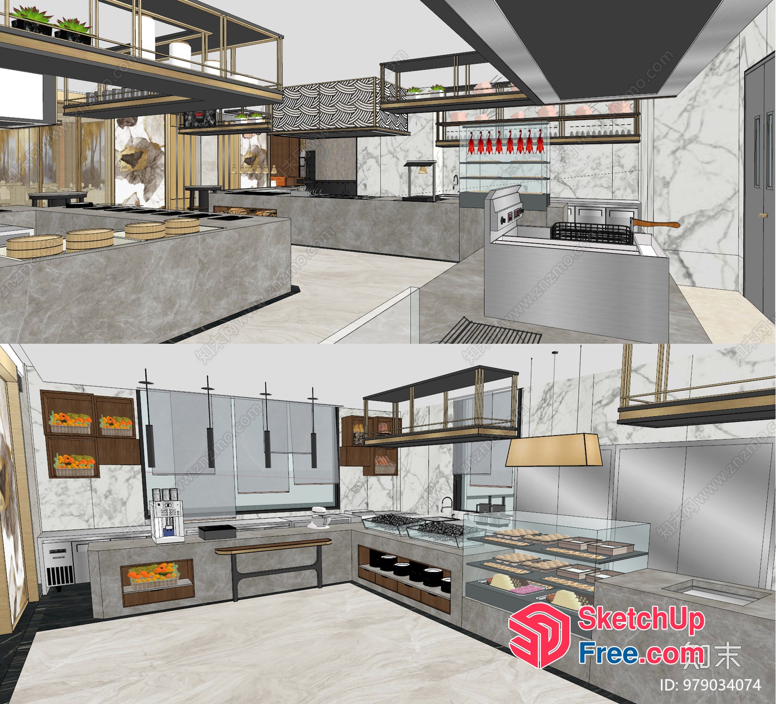 Modern Commercial Kitchen Interior 3D SketchUp File