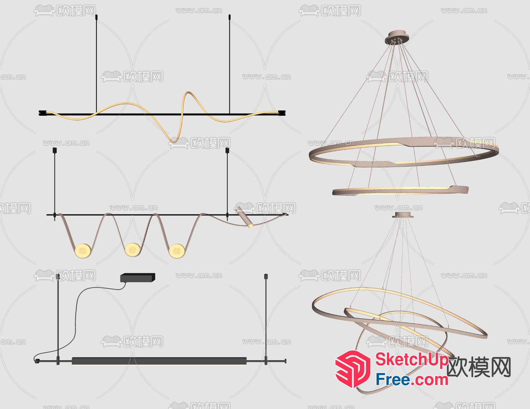 Modern Spiral Ceiling Light Fixture 3D SketchUp File