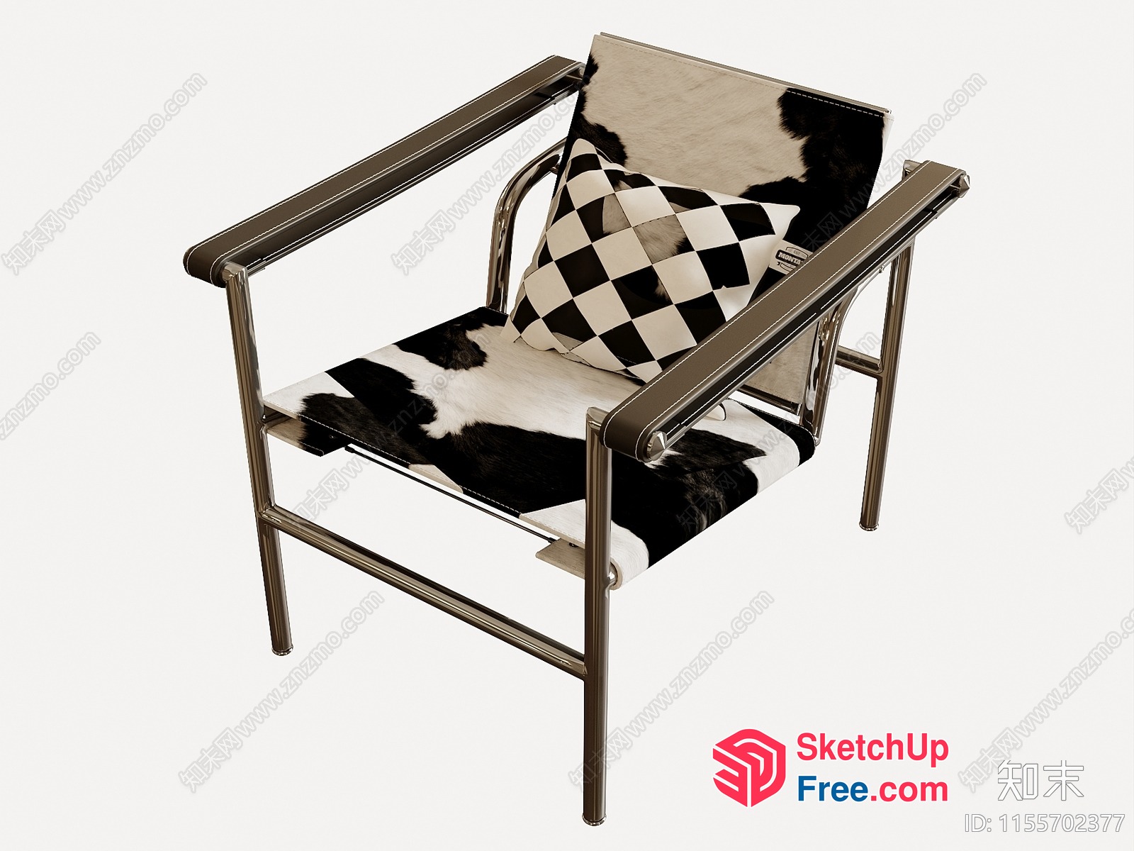 Modern Black And White Animal Print Chair 3D SketchUp File