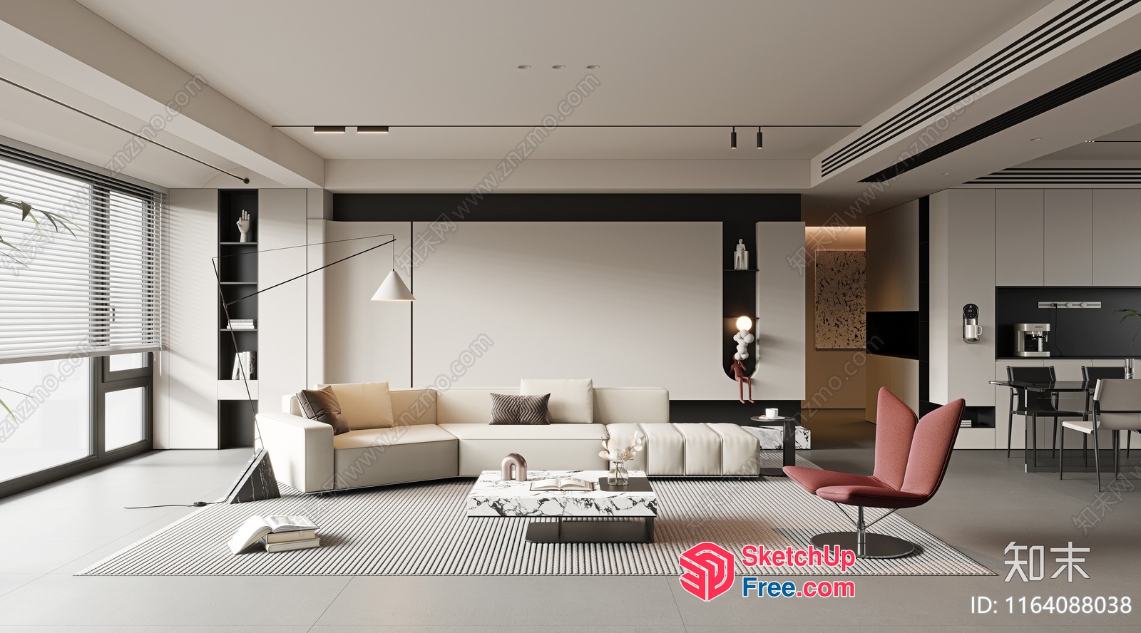 Modern Minimalist Living Room Interior 3D SketchUp File