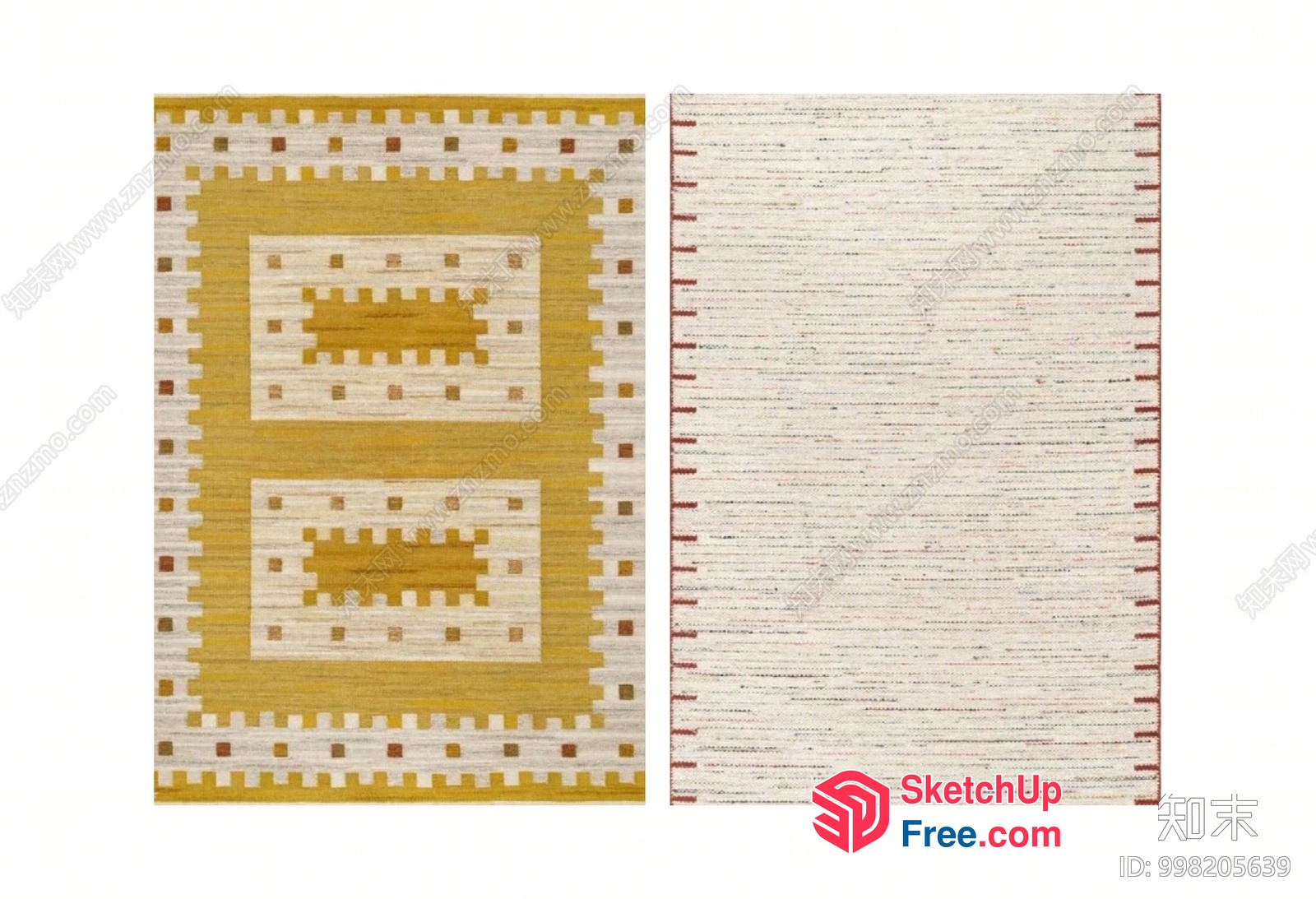 Two Rugs In Yellow, White, And Brown Colors 3D SketchUp File