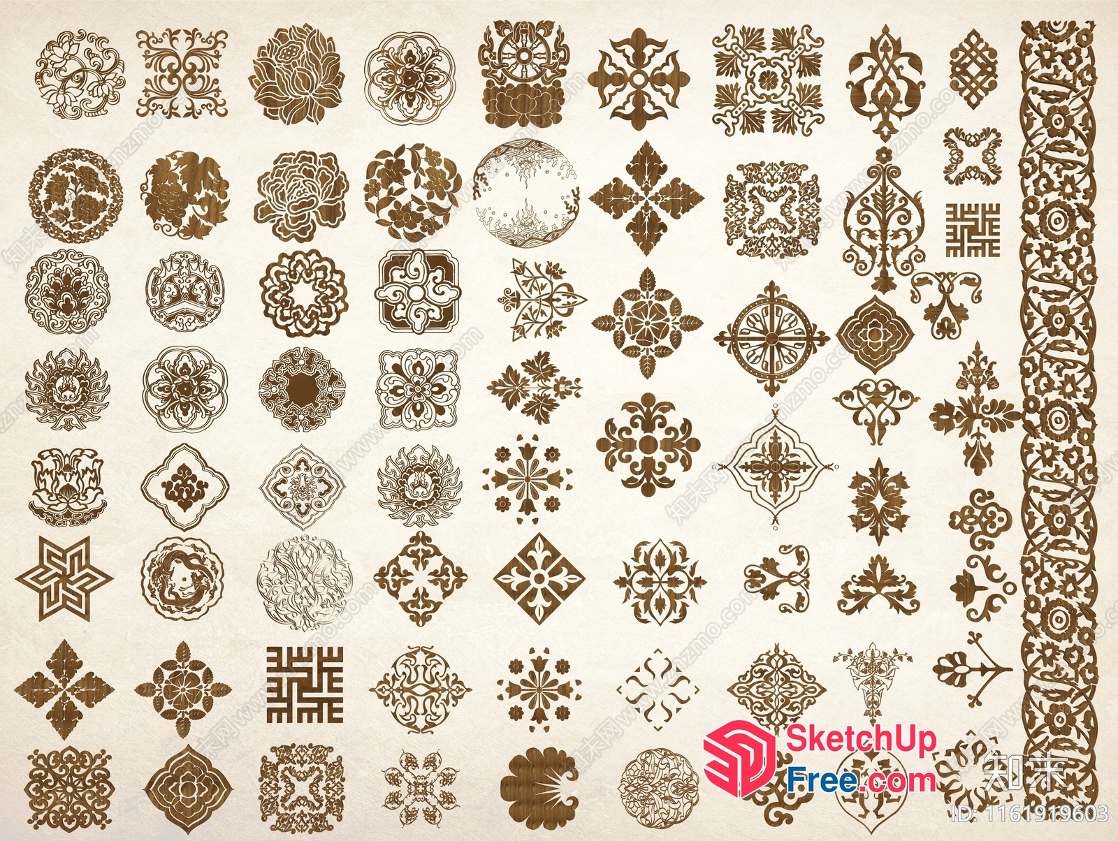 Ornate Gold Decorative Elements Collection 3D SketchUp File