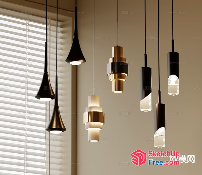 Modern Hanging Light Fixtures 3D SketchUp File